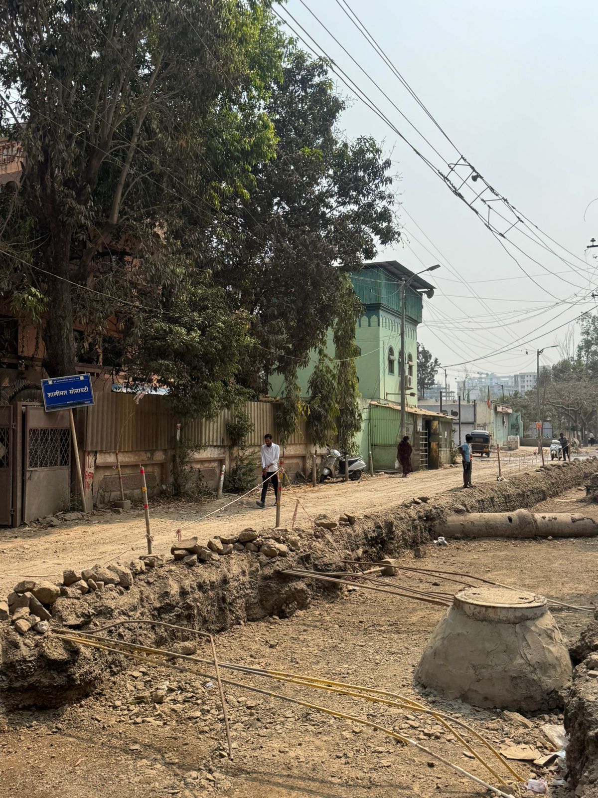 Road dug up outside Masjid